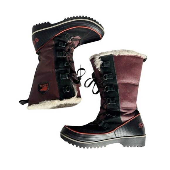Sorel Womens Sz 11 TIVOLI High II Madder Brown Faux Fur Lined Lace Up Snow Boots - Picture 8 of 13